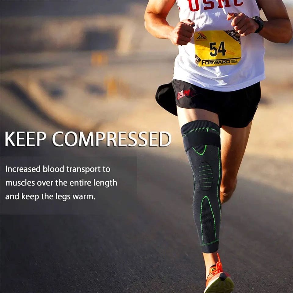 2 Pcs Compression Knee Pad With Strap, Long Full Legs Sleeve, Arthritis Relief Running Gym Sport Knee Pad, Elastic Long Kneepad Brace, Warm Belt Knee Massager, Leg Self Heating Support Knee Pad