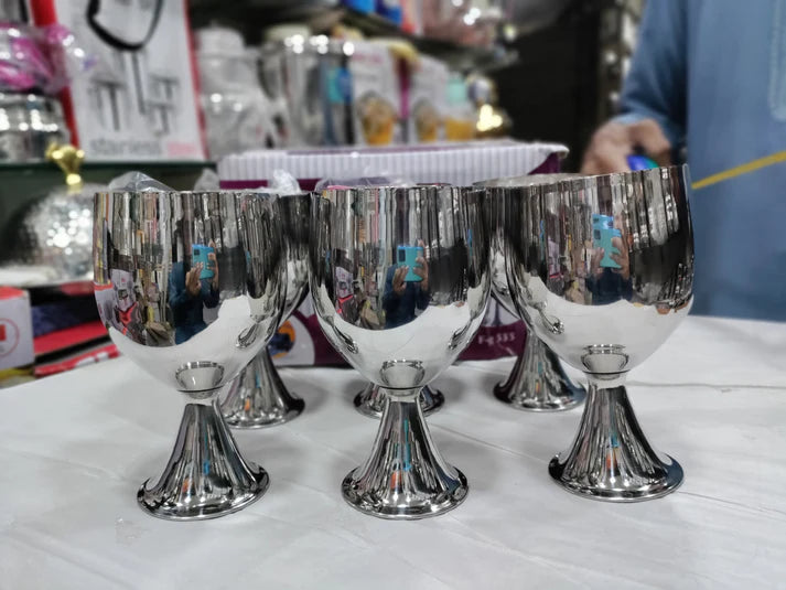 Box of 6 Beautiful Stainless Steel Glass