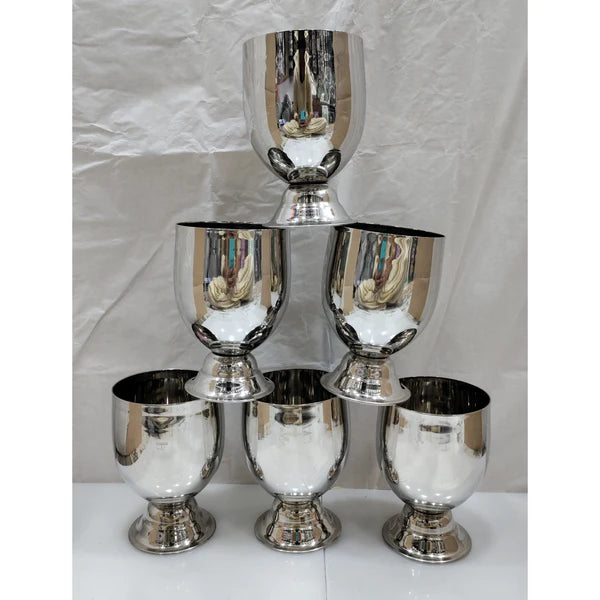 Box of 6 Beautiful Stainless Steel Glass