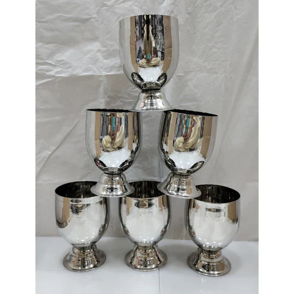 Box of 6 Beautiful Stainless Steel Glass